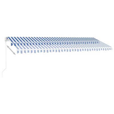 vidaXL Manuell uttrekkbar markise med LED 500x350 cm blå og hvit