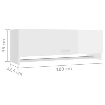 vidaXL Garderobe høyglans hvit 100x32,5x35 cm sponplate