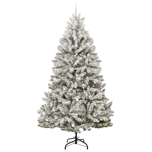 vidaXL Kunstig juletre med 300 LED Gr&oslash;nn og hvit 270 cm PVC og metall