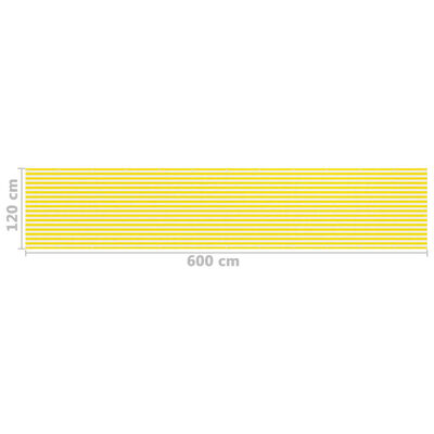 vidaXL Balkongskjerm gul og hvit 120x600 cm HDPE