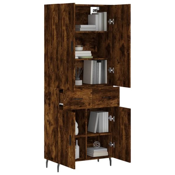 vidaXL Highboard røkt eik 69,5x34x180 cm konstruert tre