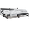 vidaXL Uttrekkbar dagseng gr&aring; 2x(80x200) cm heltre furu