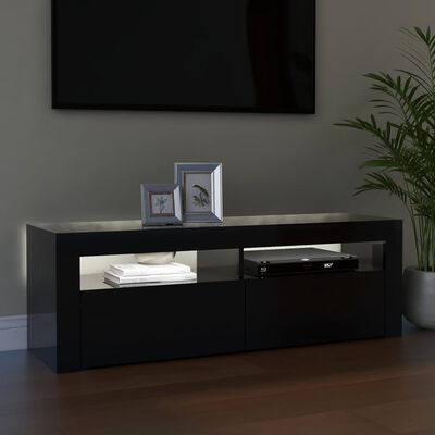 vidaXL TV-benk med LED-lys høyglans svart 120x35x40 cm