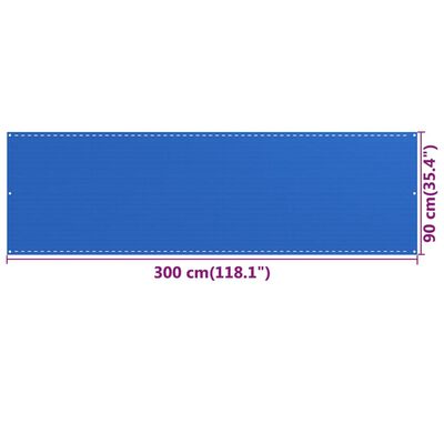 vidaXL Balkongskjerm blå 90x300 cm HDPE