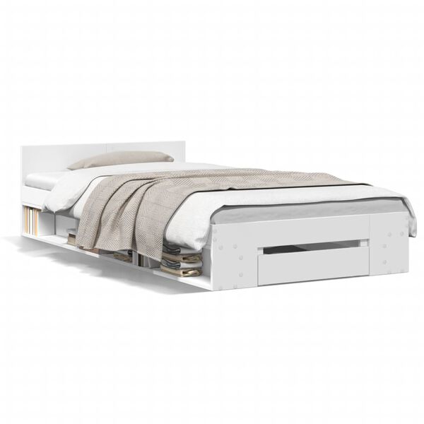 vidaXL Sengeramme med skuff hvit 90x190 cm konstruert tre