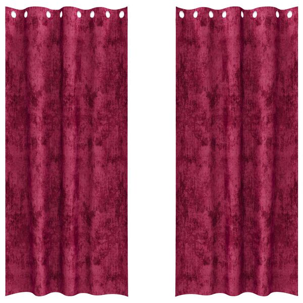 vidaXL Fl&oslash;yel Gardiner med gardiner 2 pcs Vinr&oslash;d 225 x 140 cm Fl&oslash;yel