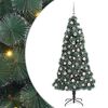 vidaXL Kunstig Forbelyst Juletre med Kule Sett gr&oslash;nn 180 cm PET