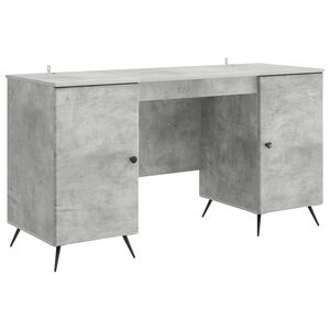 vidaXL Skrivebord med d&oslash;r Betonggr&aring; 142,5 x 50 x 75 cm Konstruert tre
