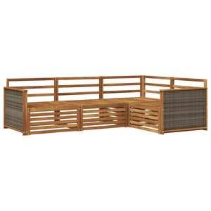 vidaXL Utend&oslash;rs sofa-sett 4 pcs Naturlig Solid akasietre