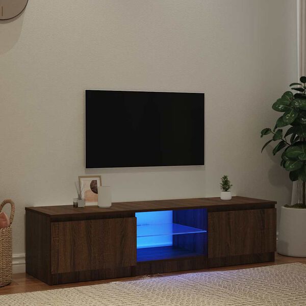 vidaXL TV-benk med LED brun eik 140x40x36 cm