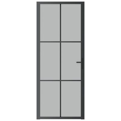 vidaXL Innerdør 83x201,5 cm svart matt glass og aluminium