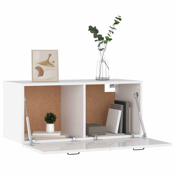 vidaXL Veggskap høyglans hvit 80x36,5x35 cm konstruert tre