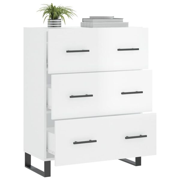 vidaXL Skjenk h&oslash;yglans hvit 69,5x34x90 cm konstruert tre