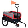vidaXL XXL kj&aelig;ledyrsykkelhenger og -vogn 2-i-1 r&oslash;d gr&aring; og svart