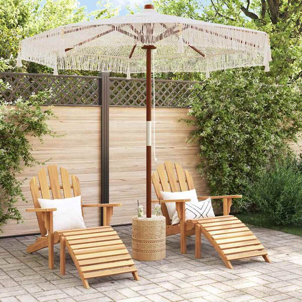vidaXL Makrame Parasol Krem 252.5 x 252.5 x 260 cm Bomull og teaktre