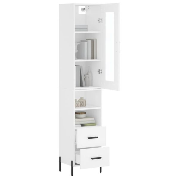 vidaXL Highboard hvit 34,5x34x180 cm konstruert tre