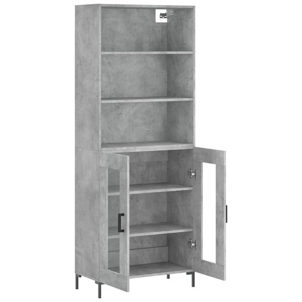 vidaXL Highboard betonggr&aring; 69,5x34x180 cm konstruert tre