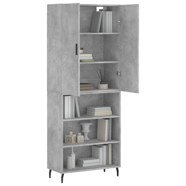 vidaXL Highboard betonggr&aring; 69,5x34x180 cm konstruert tre