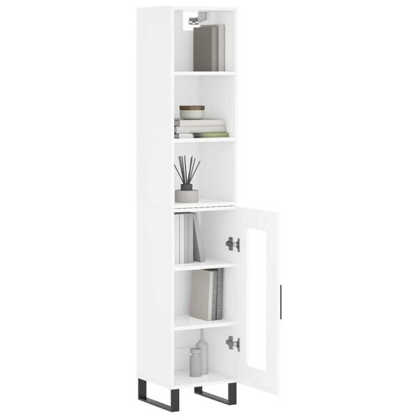 vidaXL Highboard h&oslash;yglans hvit 34,5x34x180 cm konstruert tre