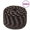 vidaXL B&aring;ttau svart 14 mm 100 m polypropylen