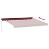 vidaXL Manuell uttrekkbar markise med LED burgunder 450x300 cm