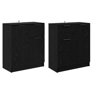 vidaXL Skap med skuff 2 pcs Svart Eik 60 x 30 x 70 cm Konstruert tre