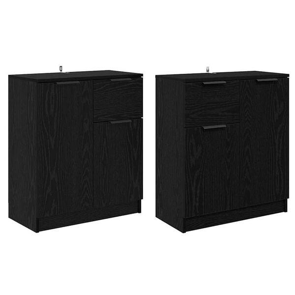 vidaXL Skap med skuff 2 pcs Svart Eik 60 x 30 x 70 cm Konstruert tre
