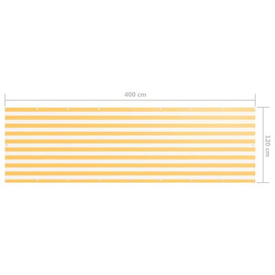 vidaXL Balkongskjerm hvit og gul 120x400 cm oxfordstoff