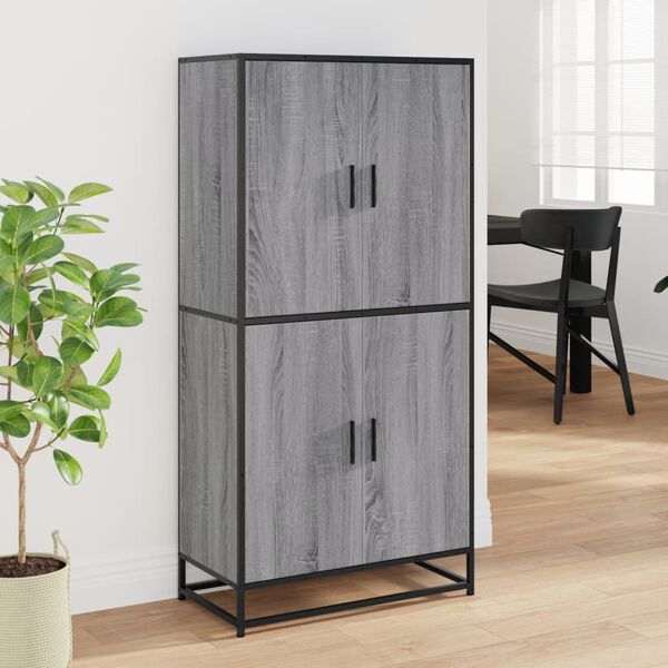 vidaXL Highboard gr&aring; sonoma 68x35x139 cm konstruert tre