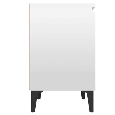 vidaXL Nattbord med metallben høyglans hvit 40x30x50 cm
