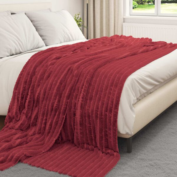 vidaXL Kastepledd 6 pcs Bordeaux R&oslash;d 240 x 220 cm Fleece