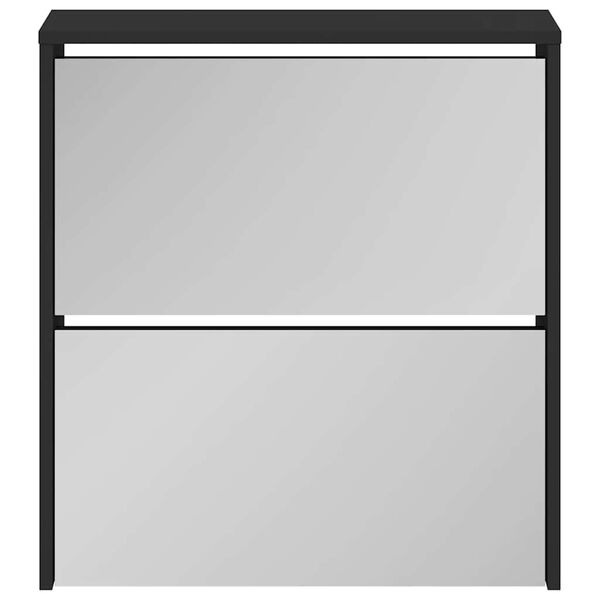 vidaXL Skoskap med speil 2 lag svart 63x17x67 cm