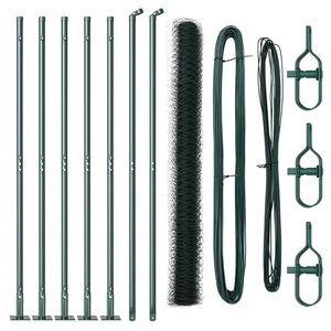 vidaXL Sekskantet gjerde med betongbase 10 x 1,6 m PVC-belagt st&aring;l