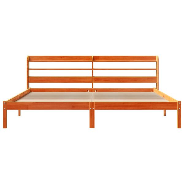 vidaXL Sengeramme med hodegavl voksbrun 200x200 cm heltre furu