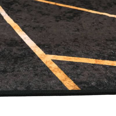 vidaXL Teppe vaskbart svart og gull 80x150 cm sklisikker