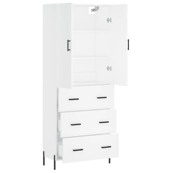 vidaXL Highboard hvit 69,5x34x180 cm konstruert tre