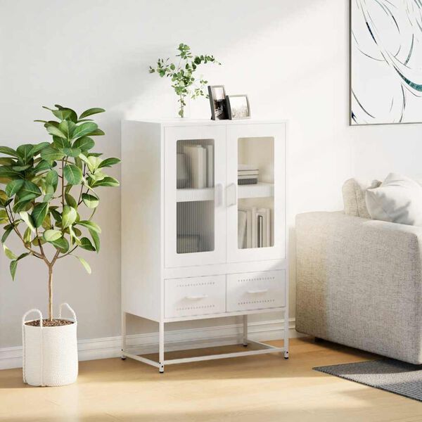 vidaXL Highboard hvit 68x39x111,5 cm stål