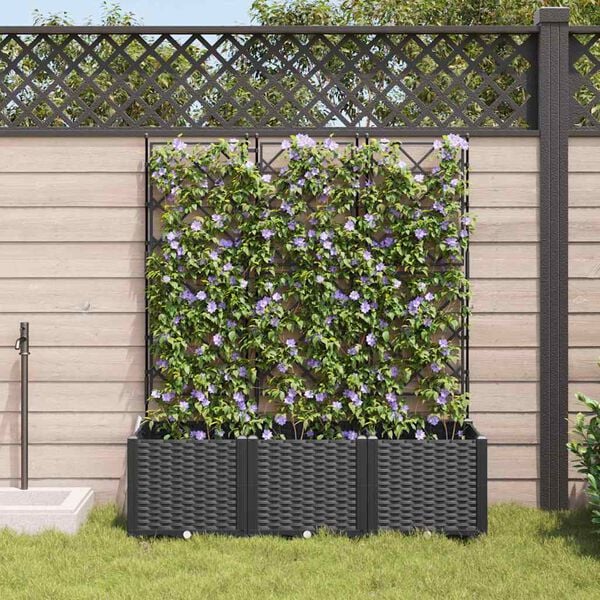 vidaXL Hageblomsterpotte 3 pcs Svart 120 x 40 x 143 cm St&aring;l