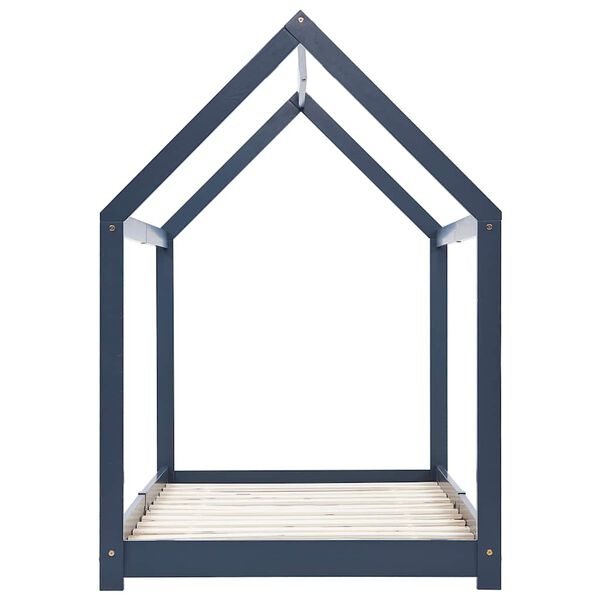 vidaXL Sengeramme for barn heltre furu grå 90x200 cm