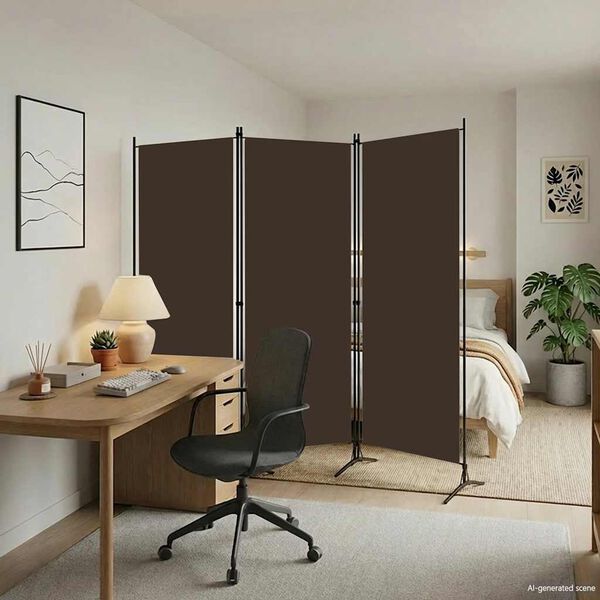 vidaXL Romdeler 3 paneler brun 260x180 cm