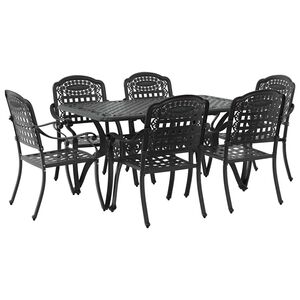vidaXL Hage Spisegruppe 7 pcs Svart Aluminium