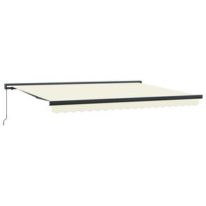 Uttrekkbar markise 400 &times; 300 cm L&aelig;r og aluminium Krem og Gr&aring;