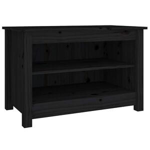 vidaXL Skobenk svart 70x38x45,5 cm heltre furu