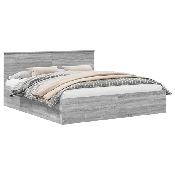 vidaXL Sengestamme Gr&aring; Sonoma 200 x 200 cm Konstruert tre