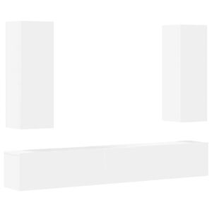 vidaXL TV-skapsett 5 deler hvit konstruert tre