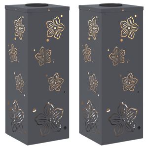 vidaXL Solenergi LED stibelys 2 pcs Antrasitt Kaldvalset st&aring;l