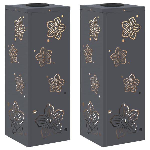 vidaXL Solenergi LED stibelys 2 pcs Antrasitt Kaldvalset st&aring;l