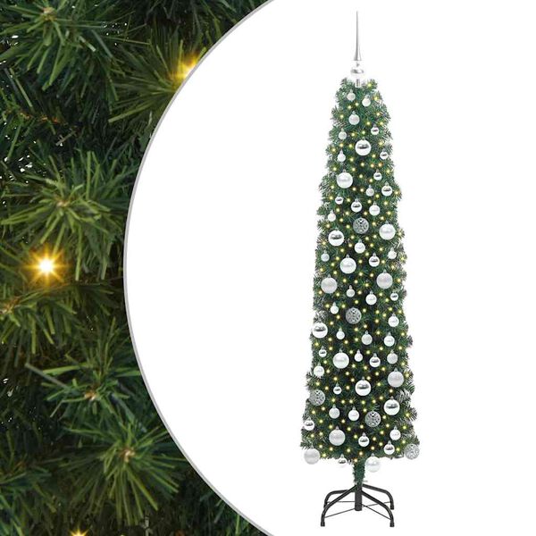 vidaXL Kunstig juletre med 300 LED grønn 180 cm PVC og stål og plast