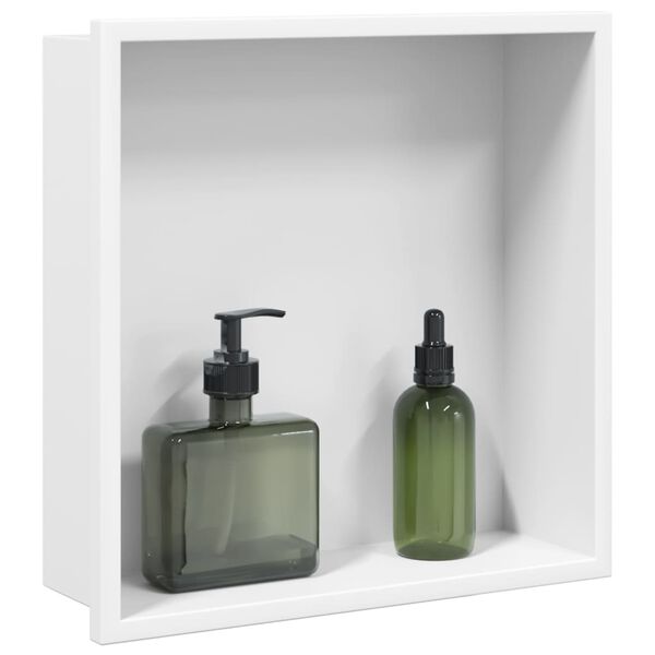 vidaXL Dusjnisje matt hvit 32x32x9 cm rustfritt st&aring;l