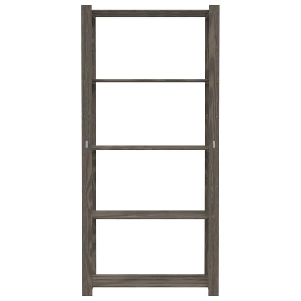 vidaXL Oppbevaringshylle 5 etasjer gr&aring; 80x38x170 cm heltre furu